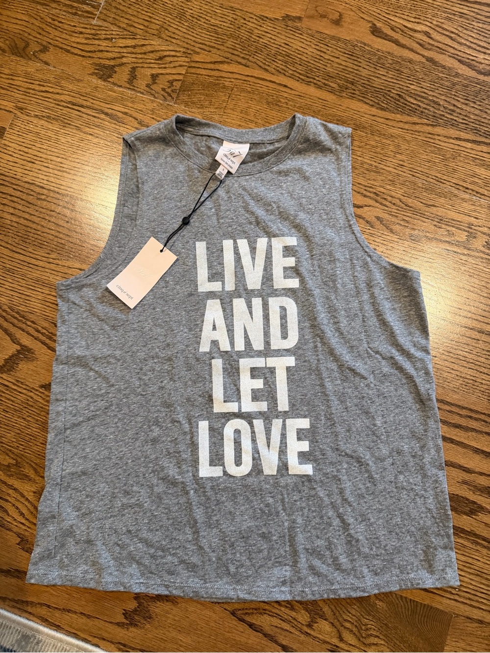 cinq a sept Gray Graphic Sleeveless Tee with White Text